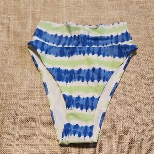 Aerie Blue and Green Striped Bikini Bottom